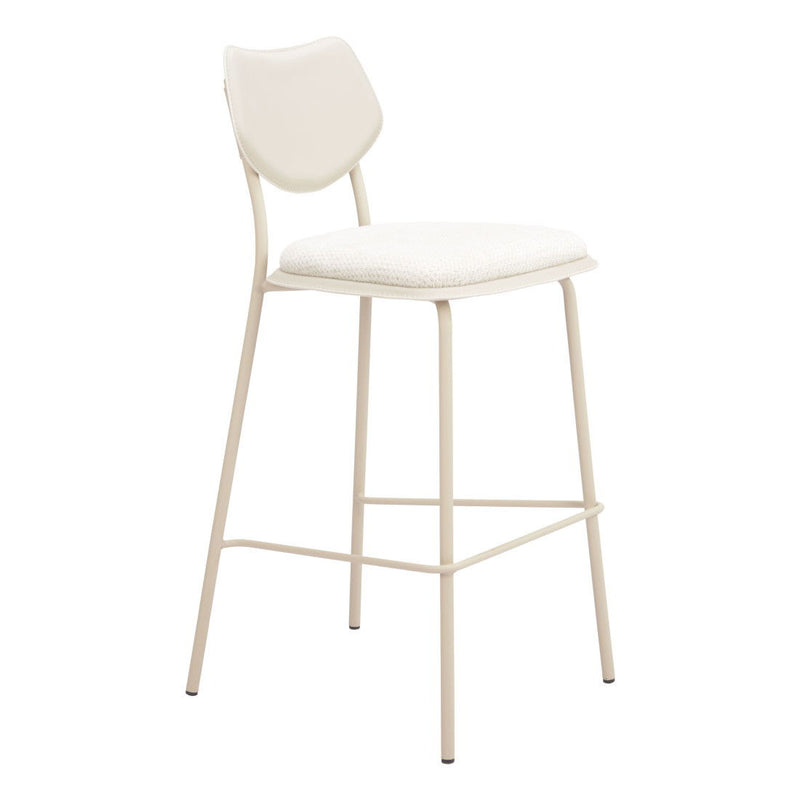Fabric Faux Leather Bar Height Bar Chairs (Set of 4) - Light Gray