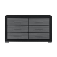 Load image into Gallery viewer, 63" Wood Six Drawer Double Dresser - Black And Gray
