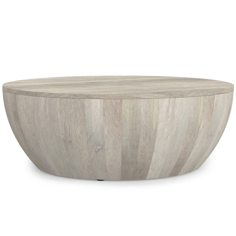 34" Solid Wood Round Solid Coffee Table - White