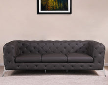 Load image into Gallery viewer, Italian Leather Sofa With Silver Legs - Dark Brown
