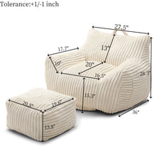 Load image into Gallery viewer, Giant Bean Bag Chair With Armrests And Footstool
