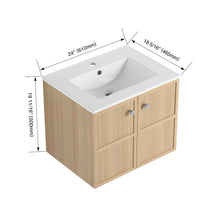 Load image into Gallery viewer, Wall Mounted Bathroom Vanity With Ceramic Sink And 2 Soft Closing Doors
