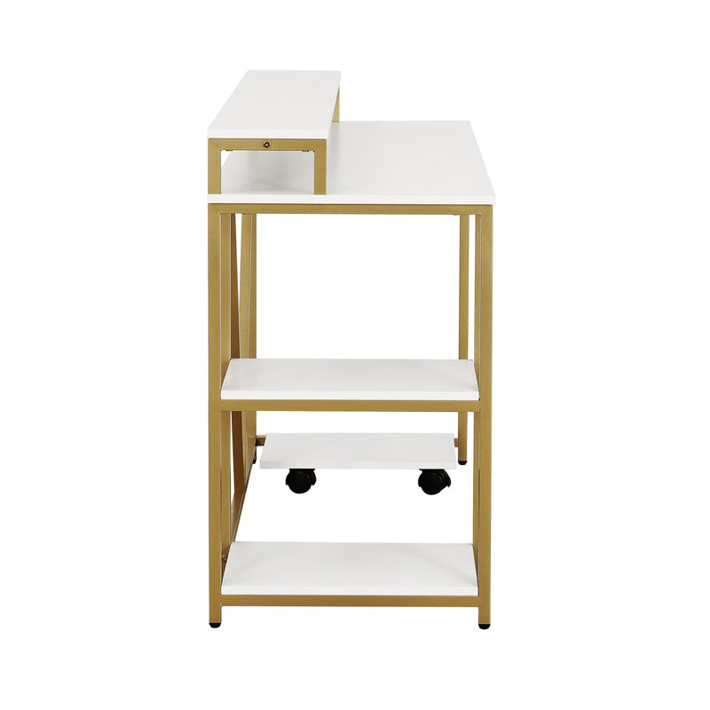 Stainless Computer Desk - Gold / White