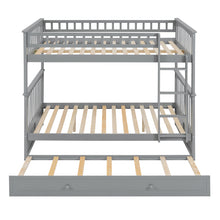 Load image into Gallery viewer, Full over Full Bunk Bed with Twin Size Trundle, Convertible Beds, Gray
