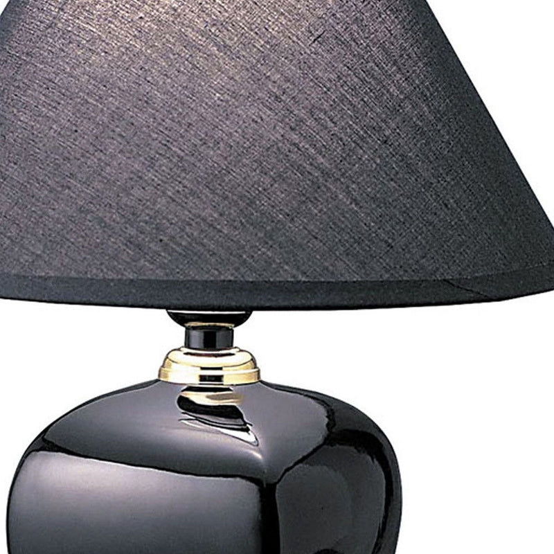 Ceramic Bedside Table Lamp With Black Shade - Black