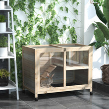 Load image into Gallery viewer, Pawhut - Indoor Rabbit Hutch With Wheels, Desk And Side Table Sized, Wood Rabbit Cage, Waterproof Small Rabbit Cage - Natural
