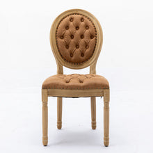 Load image into Gallery viewer, French Style Solid Wood Frame Antique Painting, Hand-Pulled Buckle Decoration Artificial Dining Chair With Nailhead Trim, Wood Legs
