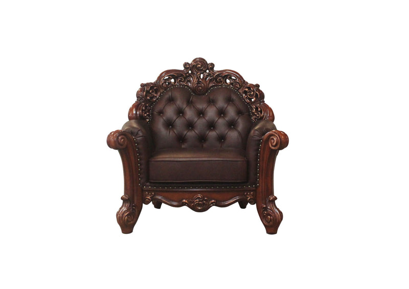 Faux Leather Tufted Club Chair - Dark Brown