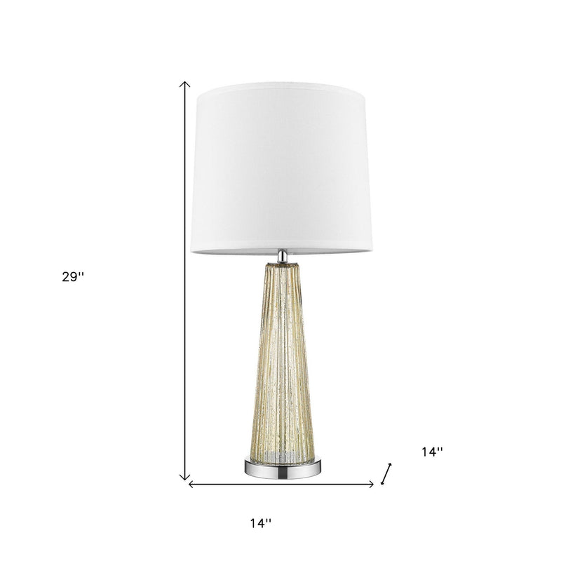 Glass Buffet Lamp With Off-White Empire Shade - Champagne