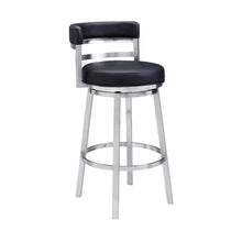 Load image into Gallery viewer, 39" Faux Leather Swivel Low Back Bar Height Bar Chair - Black / Silver
