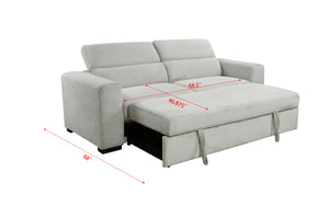 88 Inch Convertible Sofa Couch with Pull Out Bed, Modern Lounge Sleeper Sofa Set with Adjustable Headrest, Small Loveseat Furniture for Living Room, Light Gray