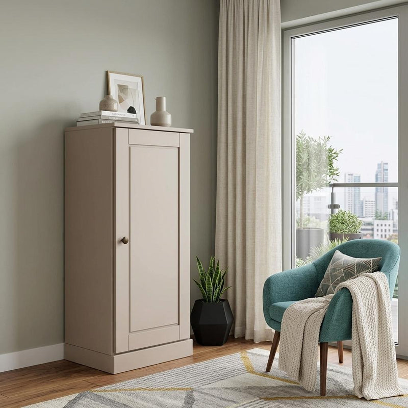 Solid Wood Adjustable Three Tier Library Bookcase With One Door (751369) - Beige