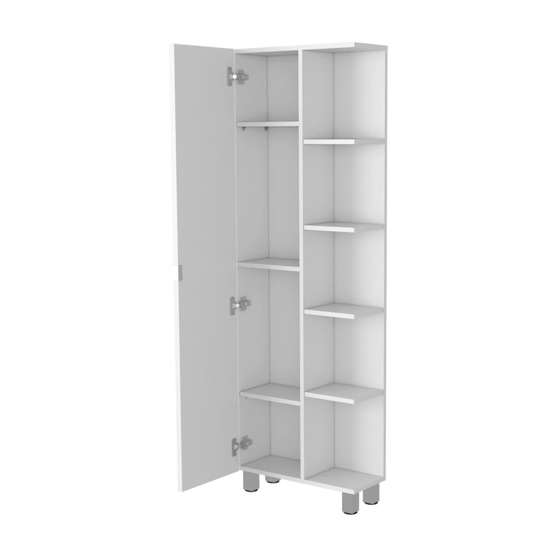 Accent Cabinet With Nine Shelves - White