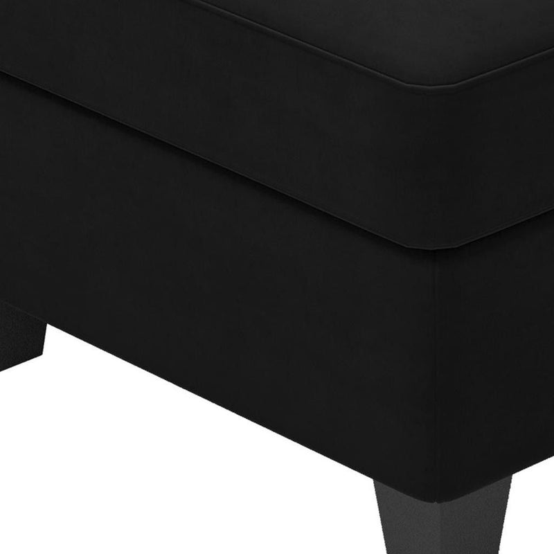 Velvet Storage Ottoman - Black