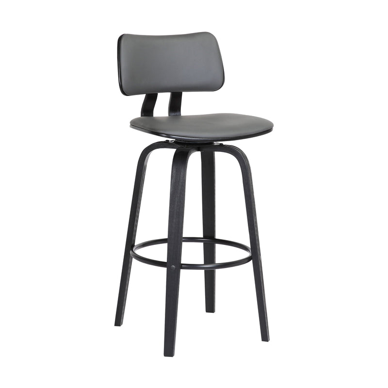 30" Faux Leather Swivel Low Back Bar Height Bar Chair - Gray And Black