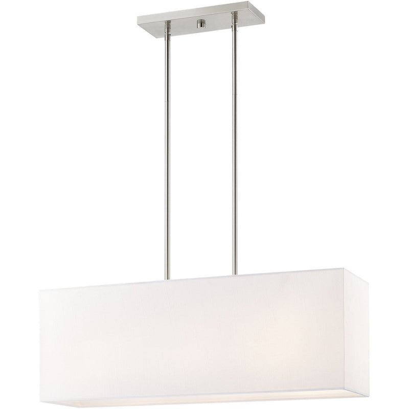 12" Three Light Dimmable Chandelier With Shades - Nickel