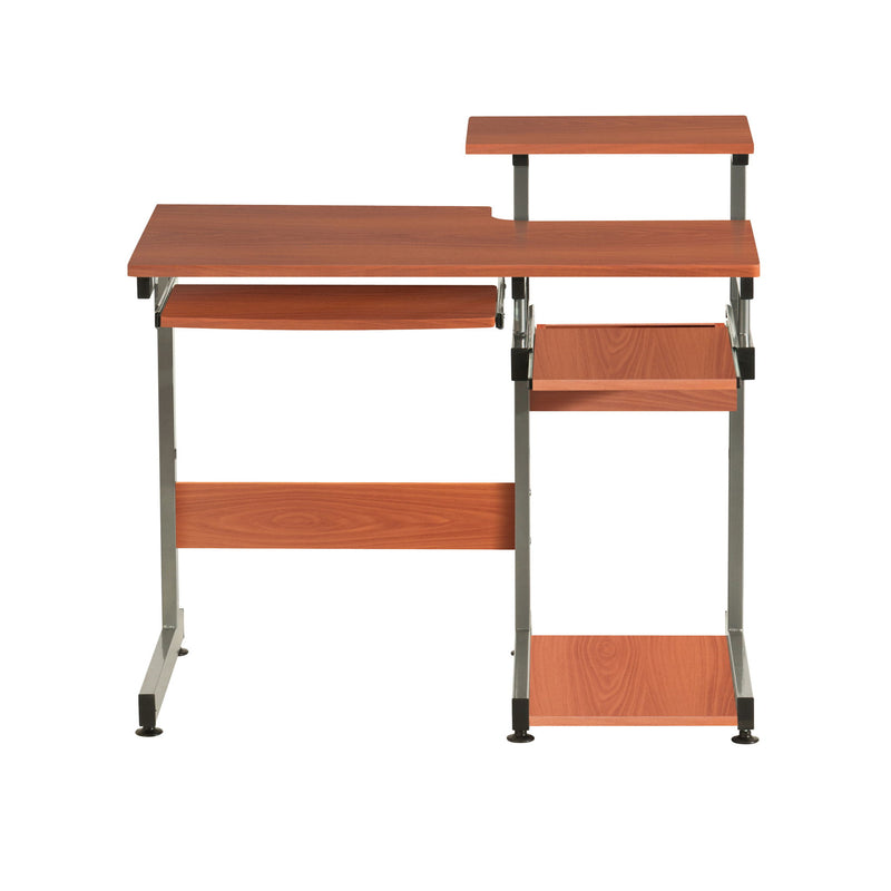 Stainless T-Shape Computer Desk - Oak / Silver