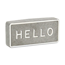 Load image into Gallery viewer, Galvanized Hello Hand Painted Tabletop Sign - Gray / White

