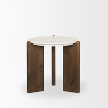 Load image into Gallery viewer, Marble Solid Wood End Table - White / Brown
