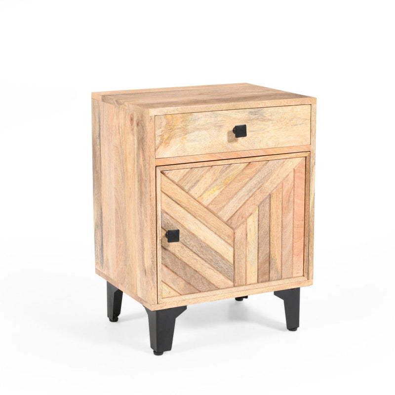 Wood One Drawer Nightstand (727683) - Beige