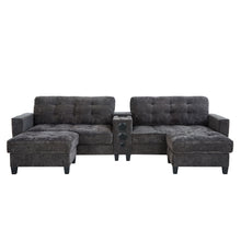 Load image into Gallery viewer, Modern Sectional Sofa U-Shaped With Movable Ottomans, tooth Speakers, LED Lights And Modular Storage
