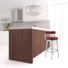 Load image into Gallery viewer, Faux Leather Swivel Low Back Counter Height Bar Chair - Red / Silver
