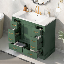 Load image into Gallery viewer, Modern Bathroom Vanity With Sink, 6 Drawers, Adjustable Shelf
