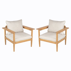 Terassi - Outdoor Lounge Chair (Set of 2) With Cushions - Beige / Light Teak