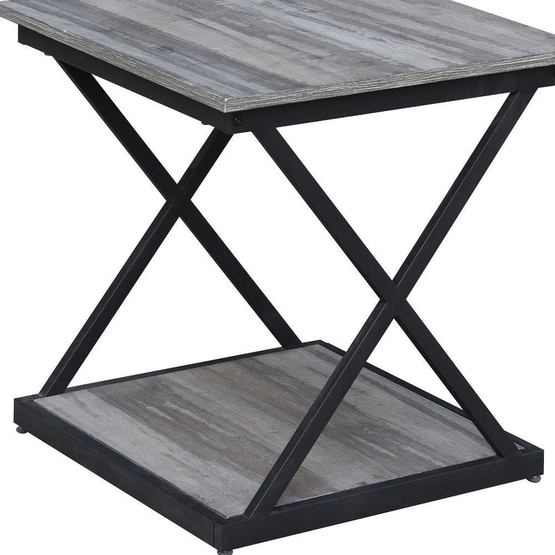 Manufactured Wood Square End Table - Black And Dark Gray