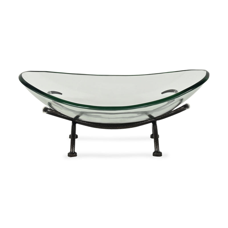 Oval Decorative Bowl With Stand - Clear / Clear