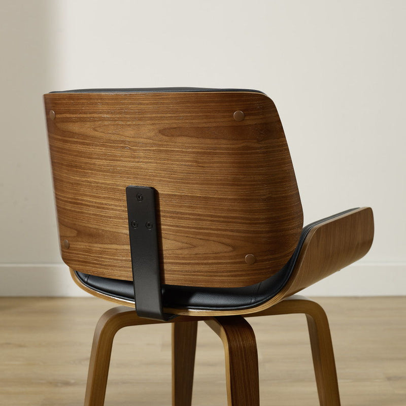 Upholstered Faux Leather Curved Back Dining Side Chair - Black
