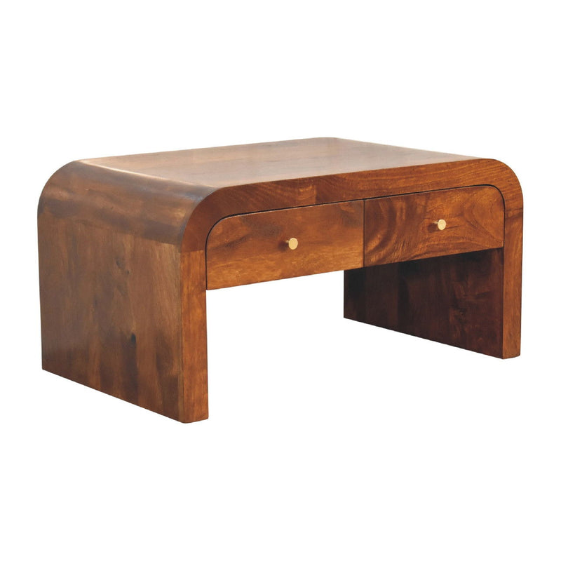 Solid Wood Solid Wood Coffee Table With Two Drawers - Chestnut