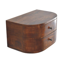 Load image into Gallery viewer, 18" Solid Wood Round Two Drawer Floating Nightstand - Brown
