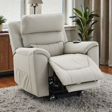 Load image into Gallery viewer, Marsha - Silicone Synthetic Leather Power Motion Recliner With Lift Heating Massage Chair - Light Gray
