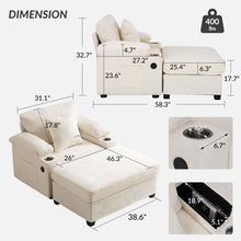 Load image into Gallery viewer, Fabric Sofa Bed With Cupholders And USB Charging Ports Chair For Living Room
