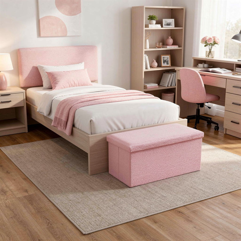 30" Boucle Storage Ottoman - Pink