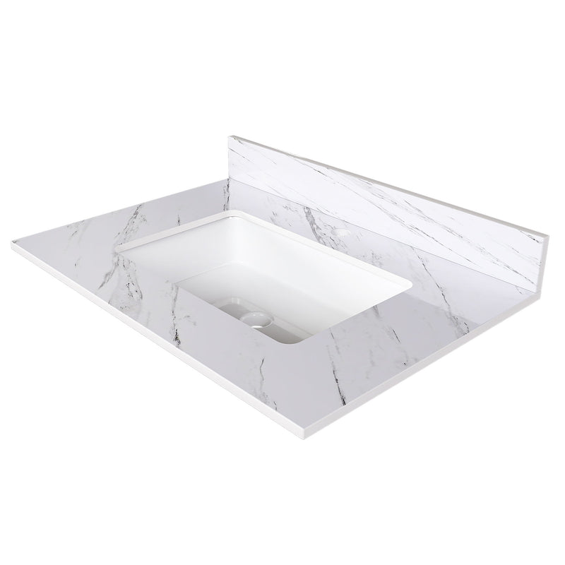 Bianco Carrara Venato Marble Vanity Top With Pre Drilled Faucet Hole And Undermount Sink