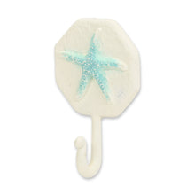 Load image into Gallery viewer, 4" Cast Iron Starfish Wall Hook - Aqua / Cream
