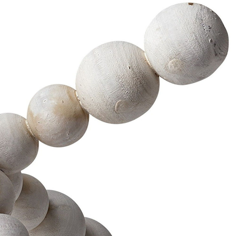 Beaded Wooden Decorative Jack Tabletop Sculpture - Off White