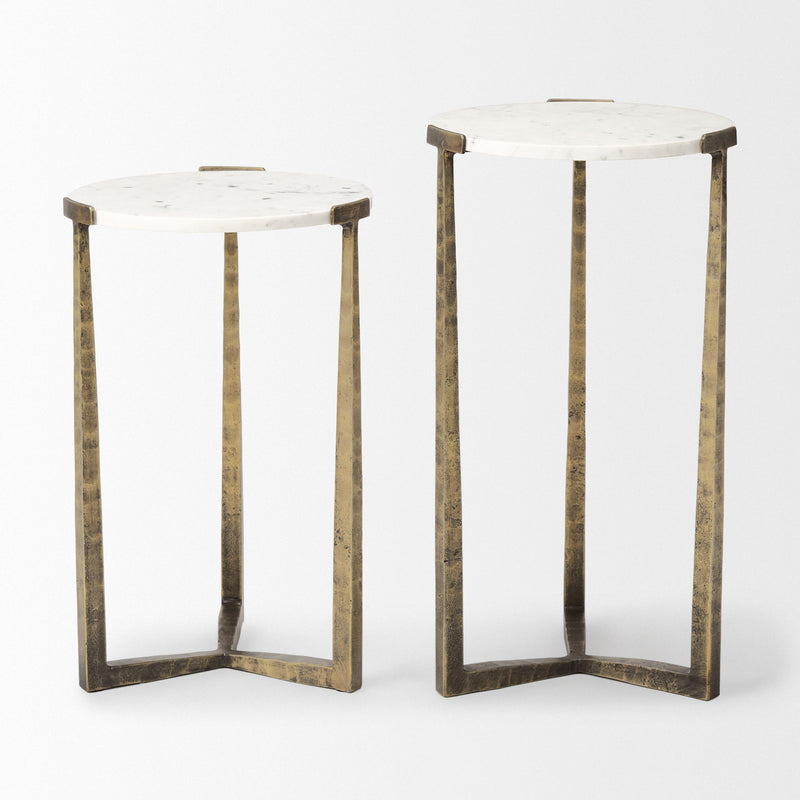 Marble Round Nested Tables (Set of 2) - White