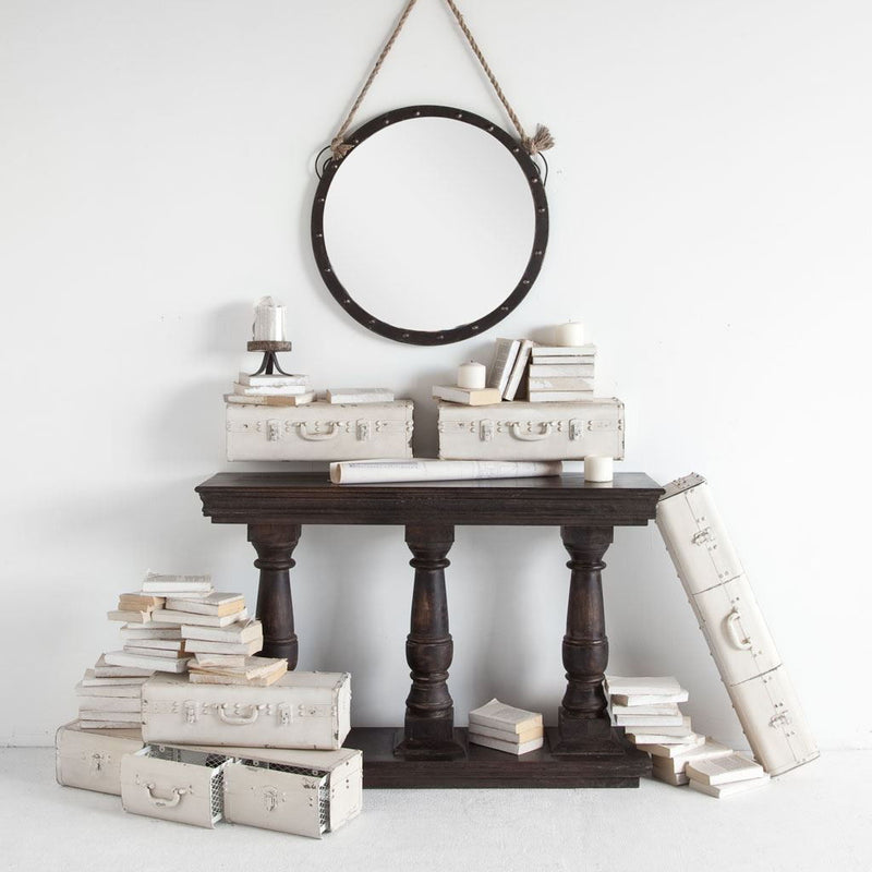 27" Round Metal Frame Wall Mirror - Dark Gray
