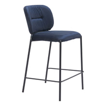 Load image into Gallery viewer, 25" Velvet And Steel Counter Height Bar Chairs (Set of 2) - Blue / Black
