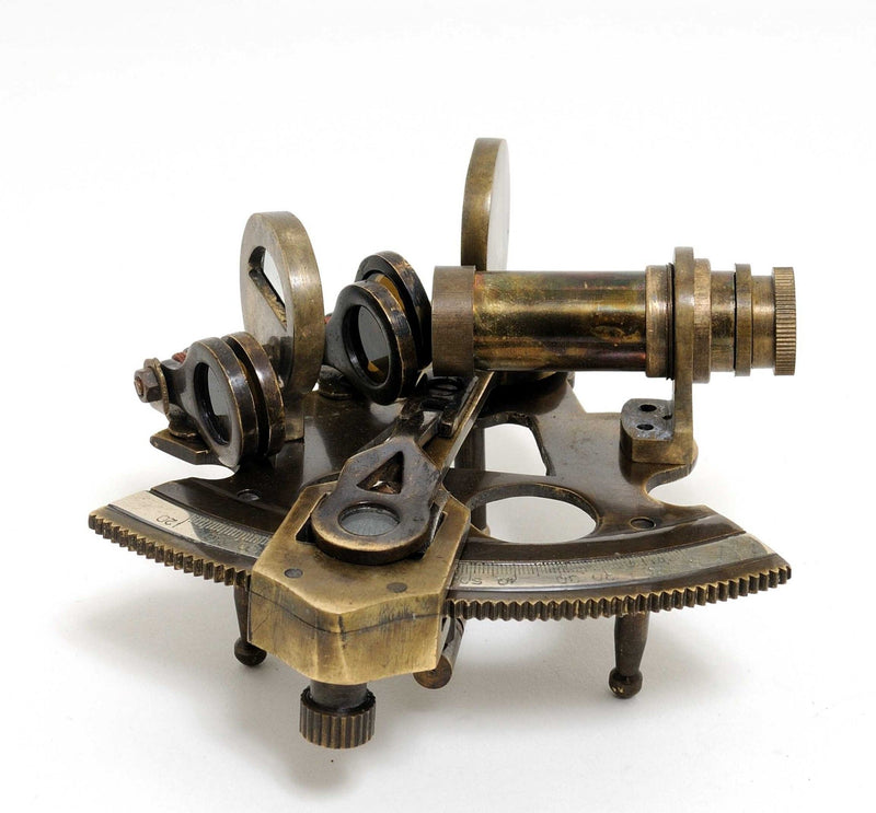 Nautical Sextant In Leather Case Small - Brass