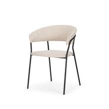 Load image into Gallery viewer, Upholstered Fabric Metal Open Back Dining Arm Chair - Light Gray
