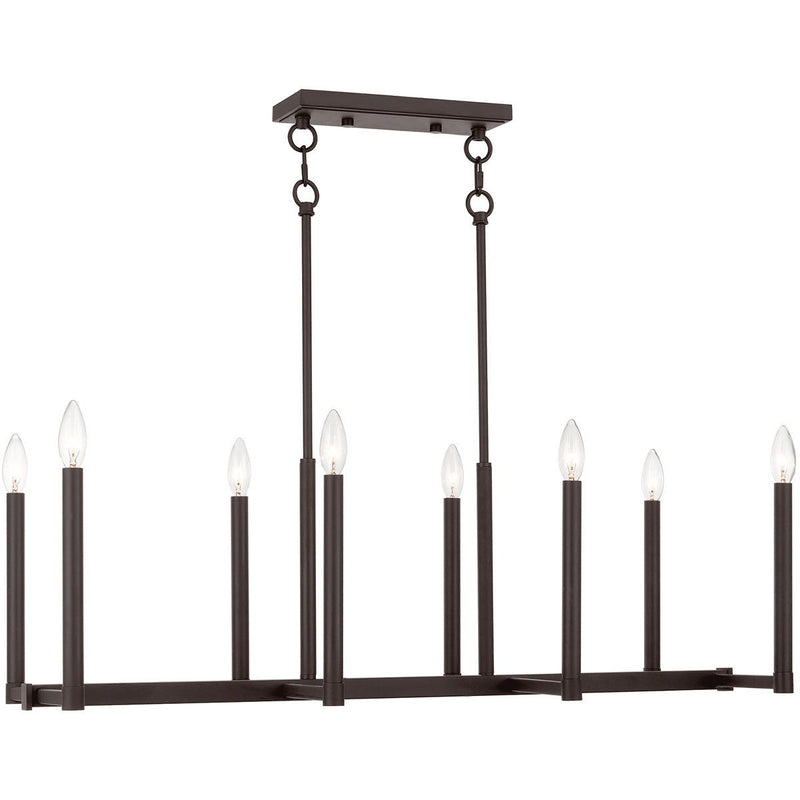 18'' Eight Light Dimmable Chandelier With Shades - Bronze