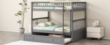 Load image into Gallery viewer, Full over Full Bunk Bed with Twin Size Trundle, Convertible Beds, Gray
