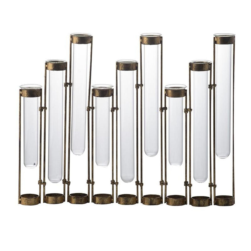 Enameled Nine Bloom Table Vase - Bronze / Clear