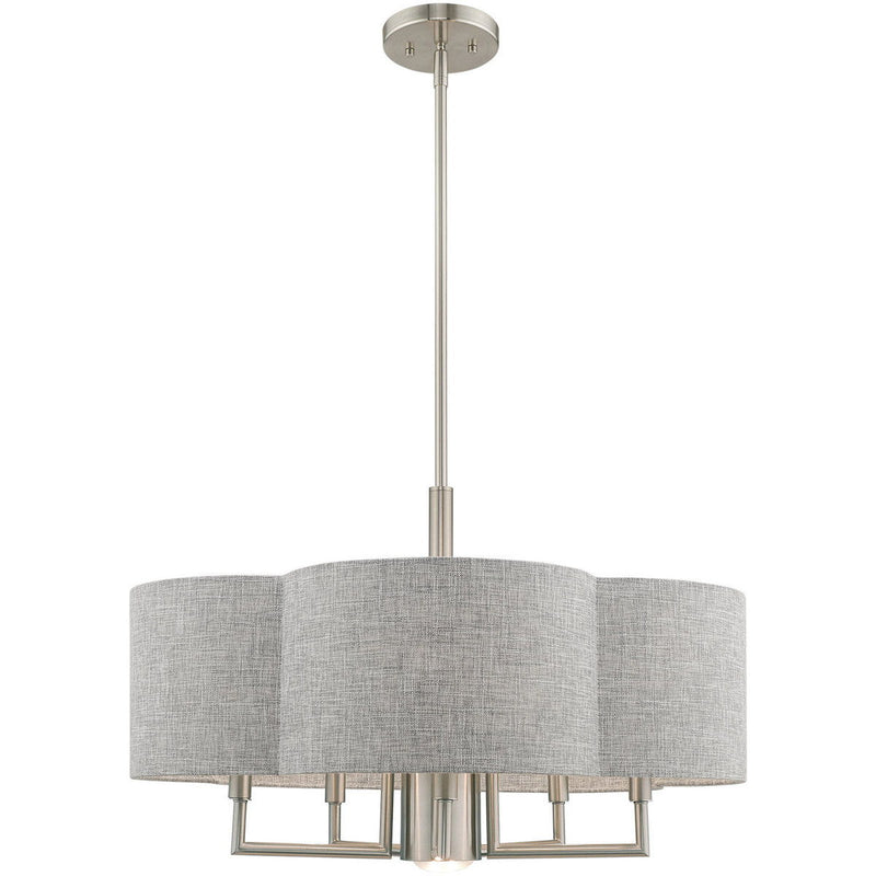 18'' Six-Light Dimmable Chandelier With Shades - Nickel