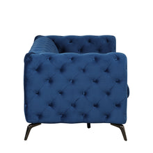 Load image into Gallery viewer, 63&quot; Velvet Upholstered Loveseat Sofa,Modern Loveseat Sofa with Button Tufted Back,2-Person Loveseat Sofa Couch for Living Room,Bedroom,or Small Space,Blue
