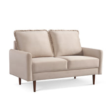 Load image into Gallery viewer, Brown Velvet Loveseat - Dark / Beige
